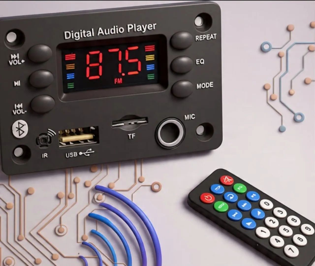 Placa bluetooth  com ent. microfone rca