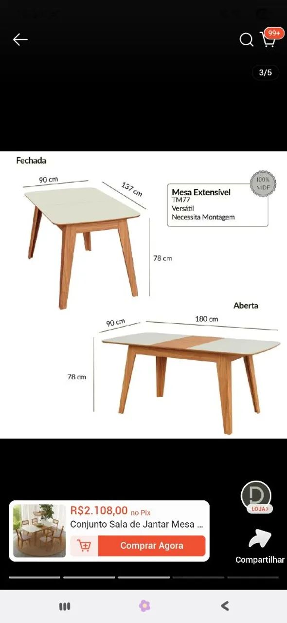 mesa evolutiva 6 cadeiras 