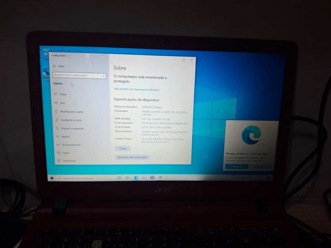 Notebook Acer Intel Core I5, 8GB Ddr3,  Ssd 256GB .  - Foto 5