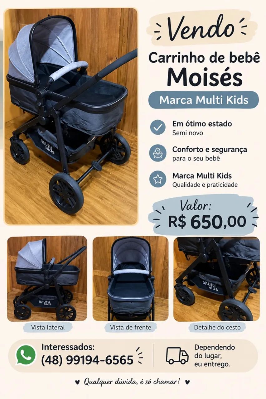 Carrinho de bebê Moisés 