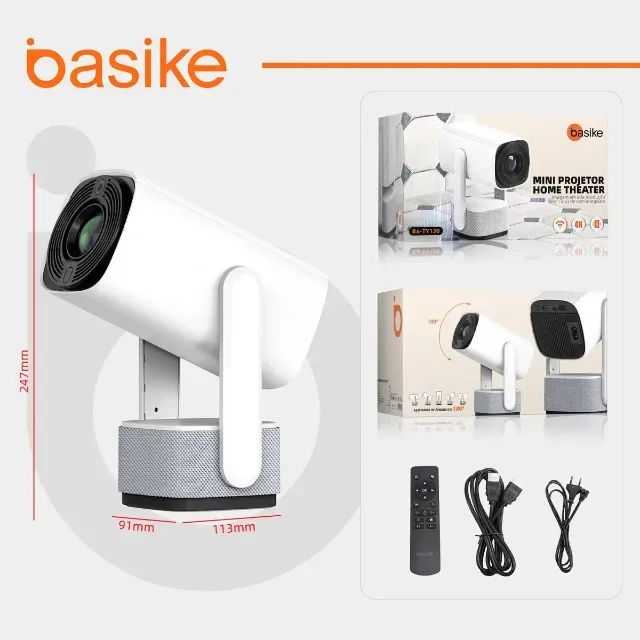 Projetor Basike Ba-TY130 Smart com Wi-Fi, Bluetooth e Android 11 - Foto 3