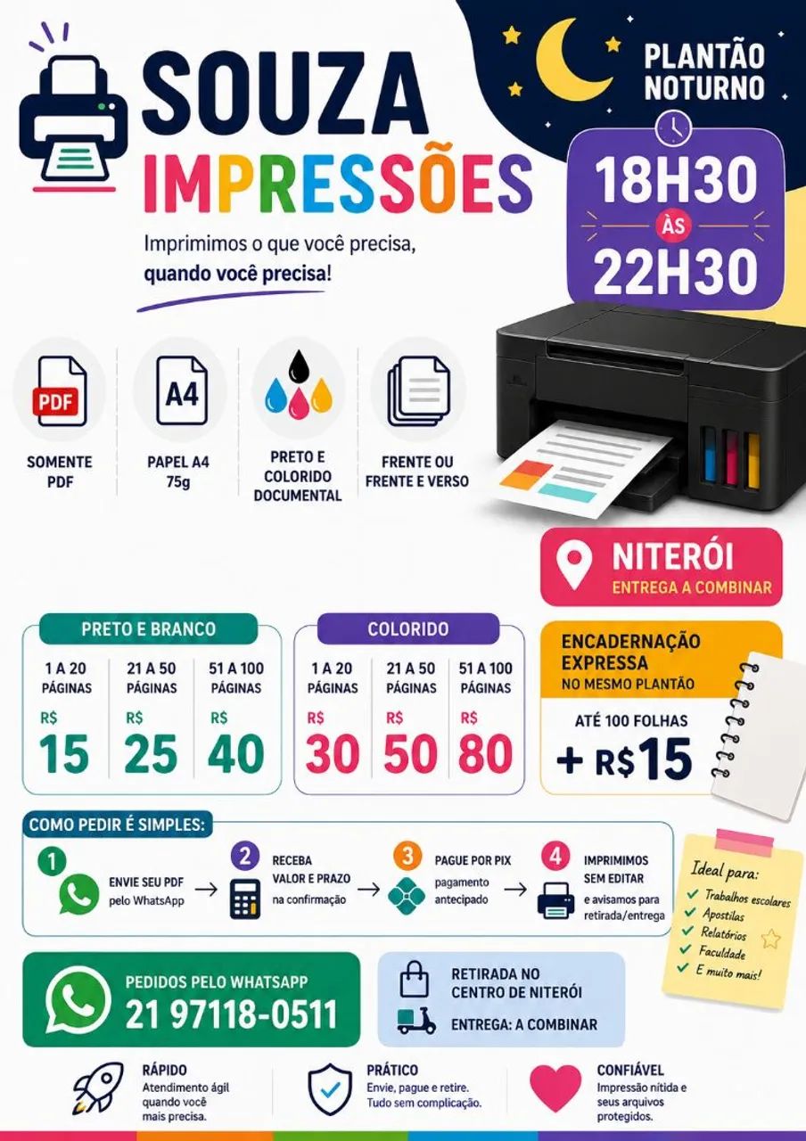 Impressão de Apostilas e Documentos à Noite em Niterói - Foto 2