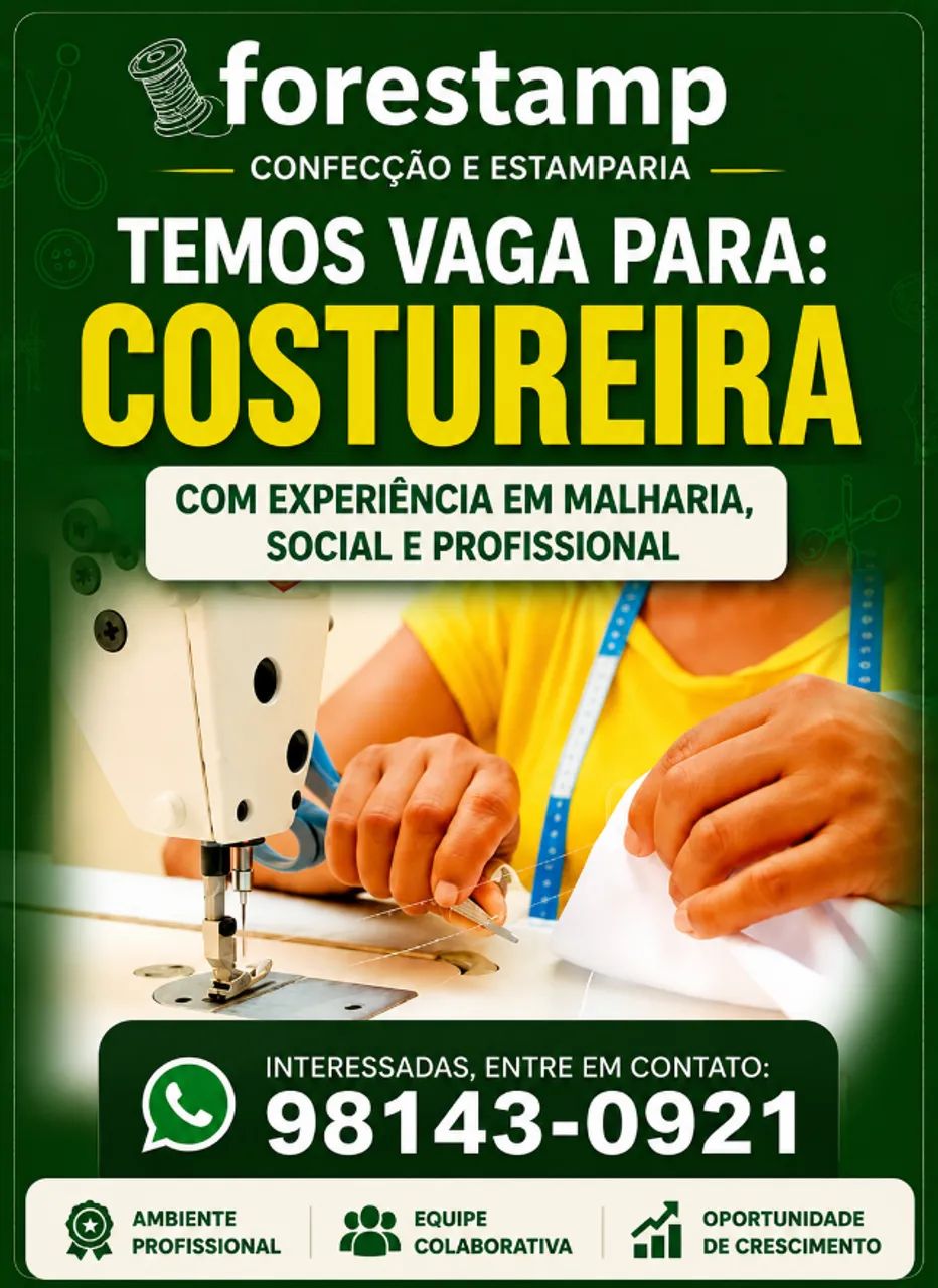 VAGA PARA COSTUREIRA(O), BRASILEIROS, VENEZOELANOS, CUBANOS ETC... - Foto 2