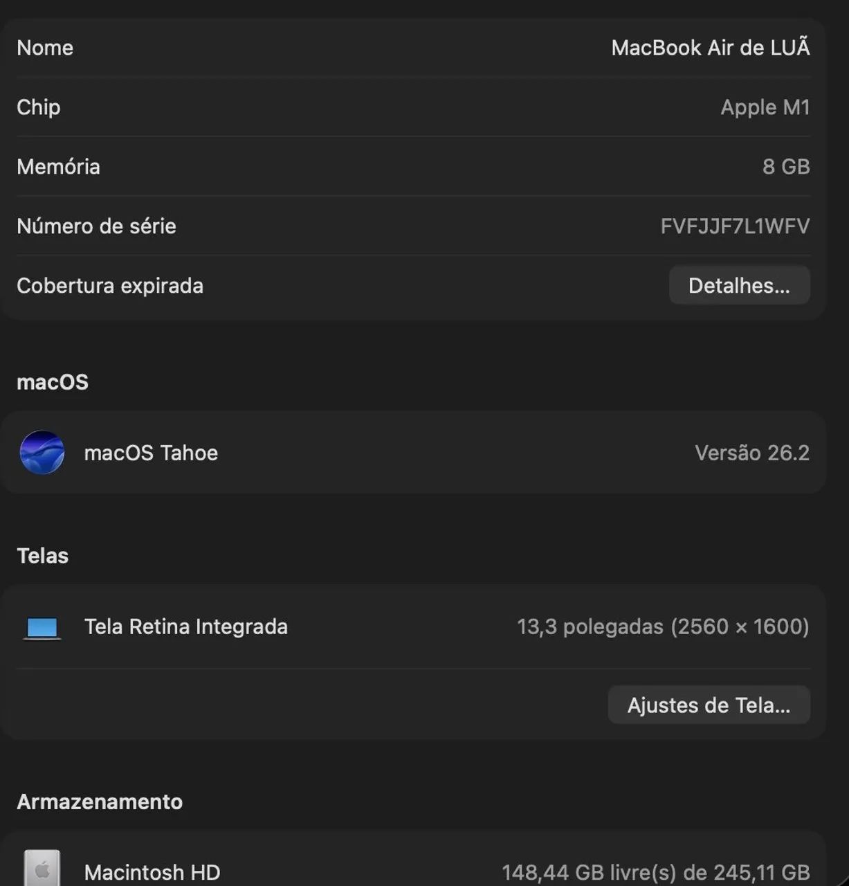 MacBook Air M1  EXTRA  bateria 98% sem detalhes promoção relâmpago 