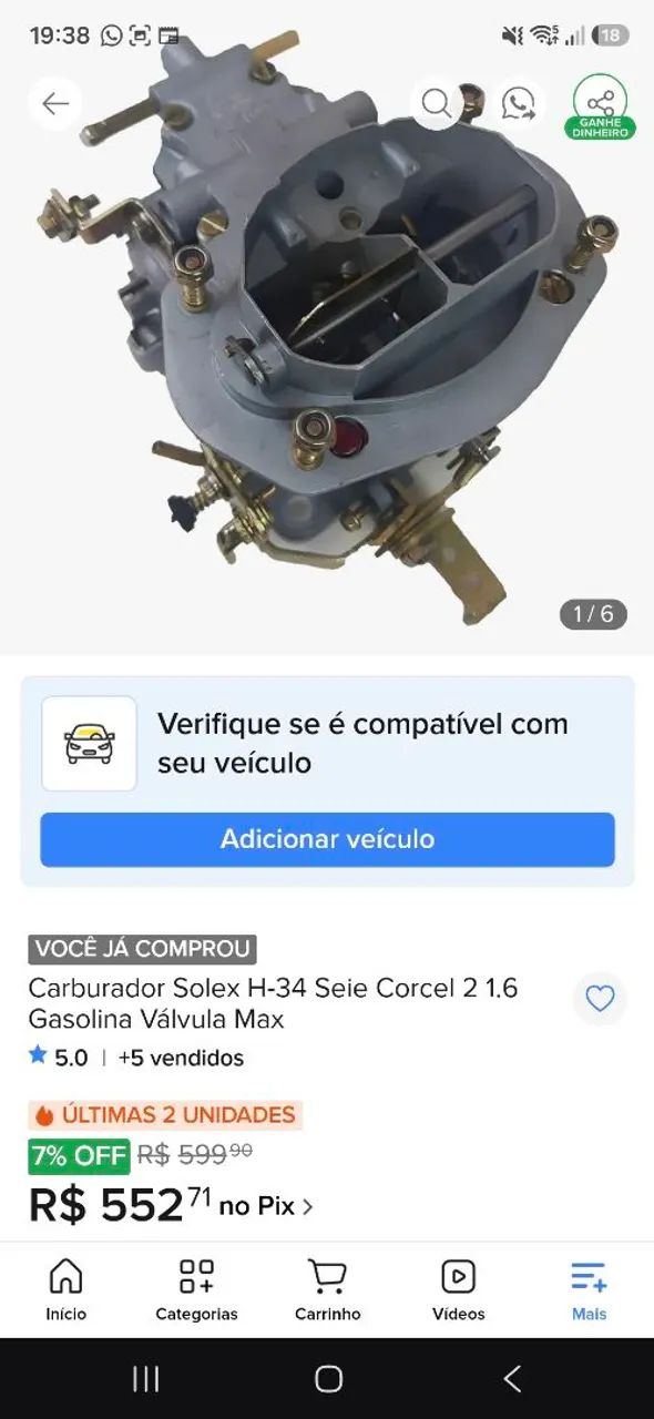 Carburador Solex H-34 Corcel II Gasolina - Peças para carros, vans