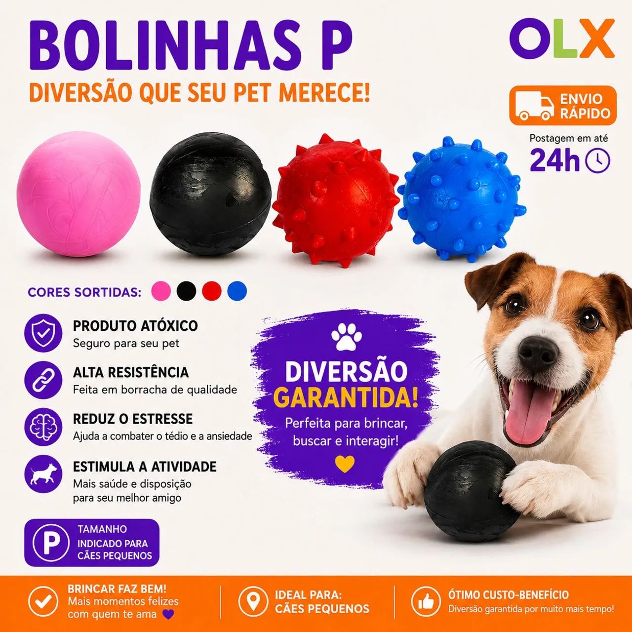 BOLINHAS P PARA CACHORRO - BRINQUEDO RESISTENTE E ATÓXICO 