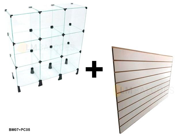 Balcao de vidro 0,90 x 1,00 x 0,30 + Painel Canaletado 0,91 x 0,91 frete gratis SP