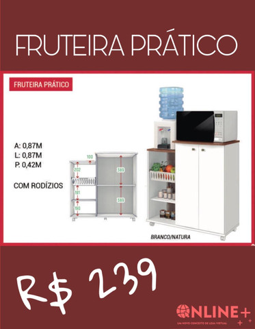 Armário Fruteira pratico- com rodízios