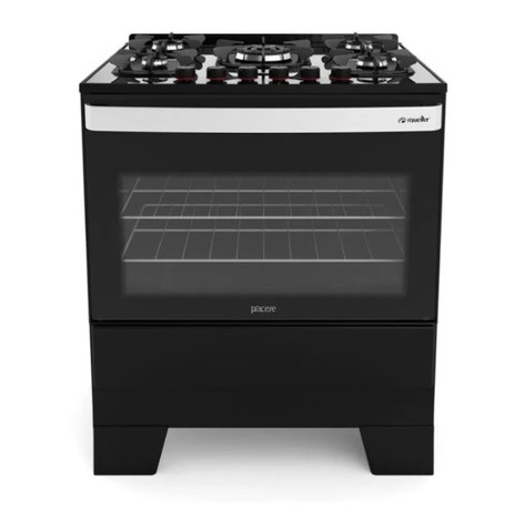 Fogão de Luxo 5 bocas Piacere Vetro Preto Fosco - Mueller - Unica