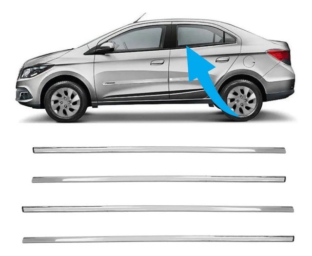 Jogo Apliques Pestanas Cromadas Chevrolet Onix / Prisma Ltz 2013 à 2019