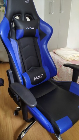 Cadeira Gamer MyMax MX7 Escritório Giratória Preto/Azul