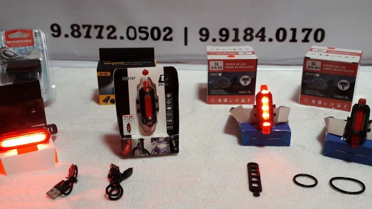 Farol e lanterna traseira de sinalização de Bicicleta LED aceito cartão! - Foto 4