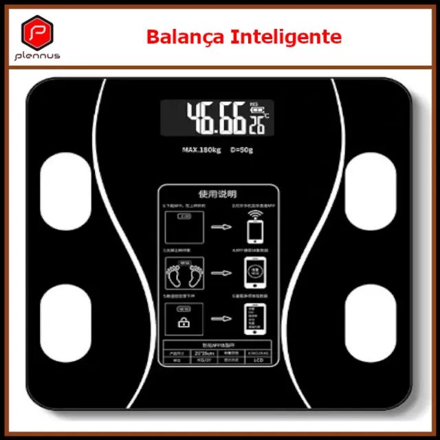 Balança Bioimpedância Função Inteligente Corporal até 180kg Bluetooth Fitness z159  - Foto 2