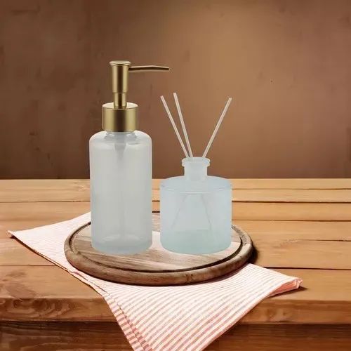 Kit Lavabo Porta Sabonete Líquido Difusor 3 Palitos Branco - Foto 4