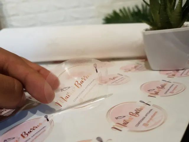 Adesivos transparentes vinil personalizado com logomarca - Foto 2
