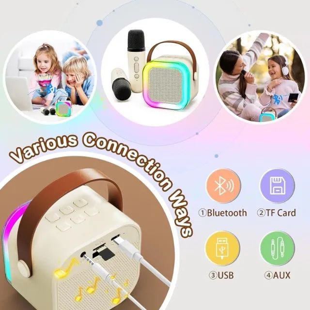 K12 Caixa de som sem fio com microfone Karaokê, Mini Alto-falante Bluetooth portátil  - Foto 4