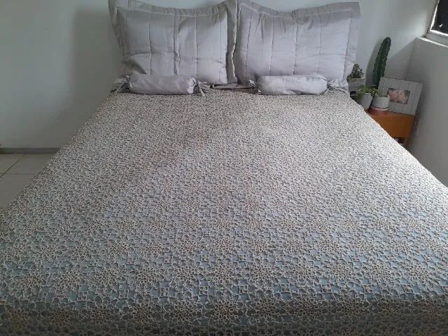 Colcha de Cama casal em Frivolité renda Suíça  - Foto 2
