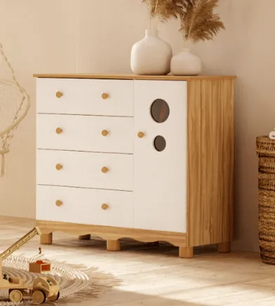 Comoda Bolinha 100% MDF - Peroba (Nova)