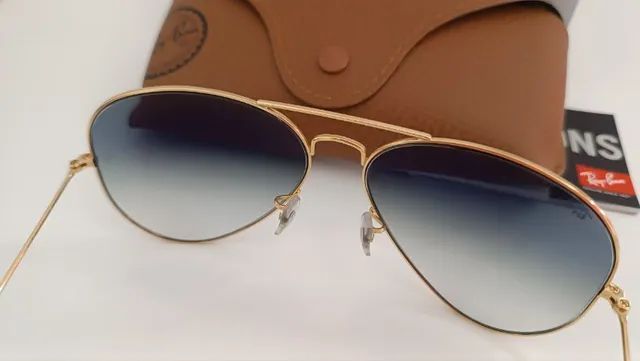 Óculos Ray-ban Original Aviator Gradiente Azul Perfeito Estado Rb3025l 62-14 - Foto 3