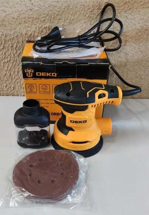 Lixadeira Roto Orbital 5 Polegadas 320W com Conjunto de 16 Lixas - DEKO Novo
