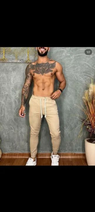 Calça jogger masculina em sarja com lycra  - Foto 3