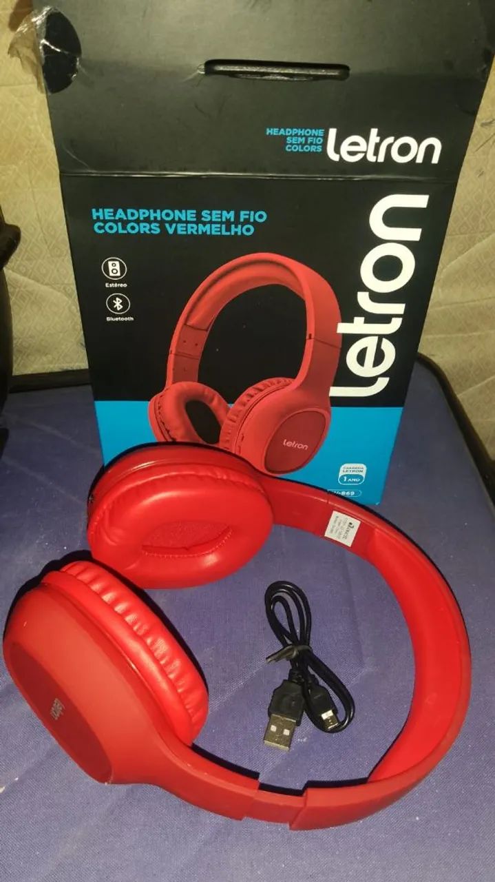 Fone de Ouvido Bluetooth Letron Sem Fio - Vermelho