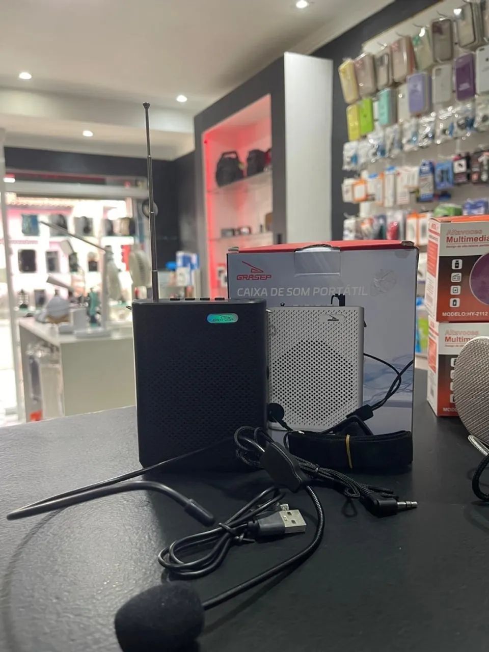 Caixa de Som Portátil com Microfone Grasp