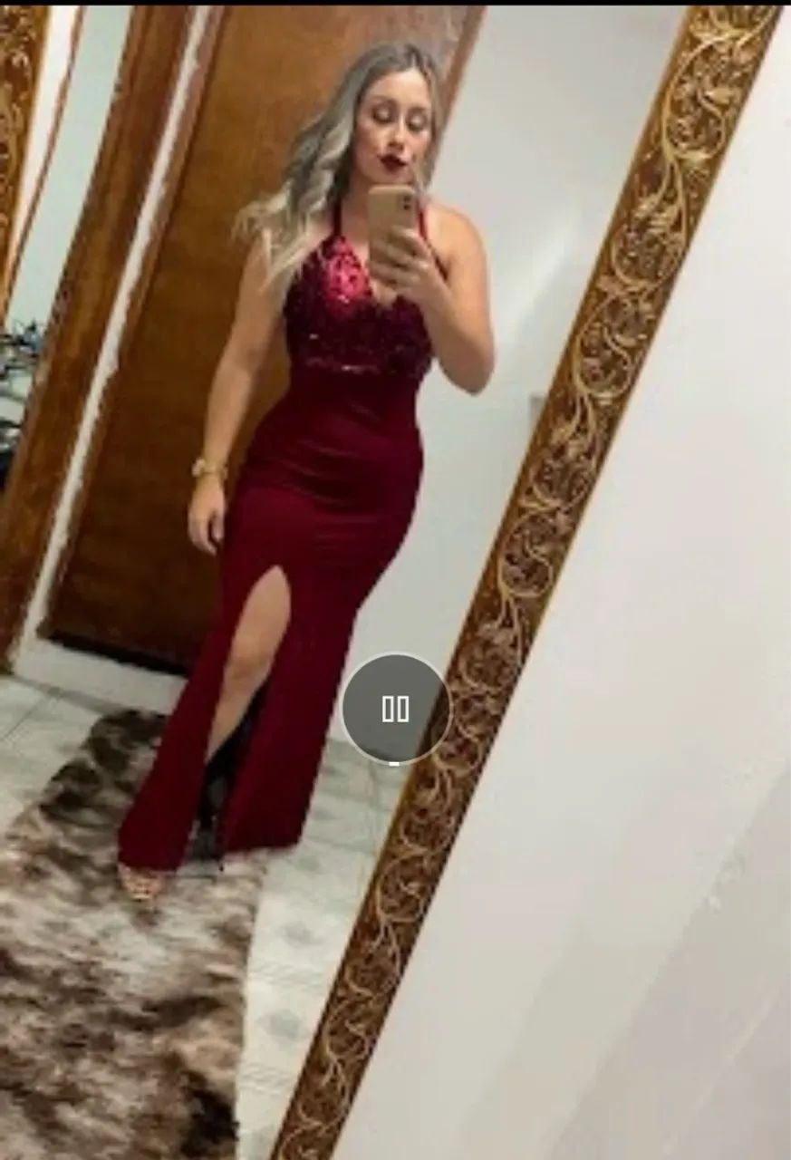 Vestido longo vermelho com brilho - Foto 4