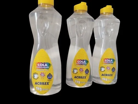 KIT c/3 colas transparente Acrilex de 1kg