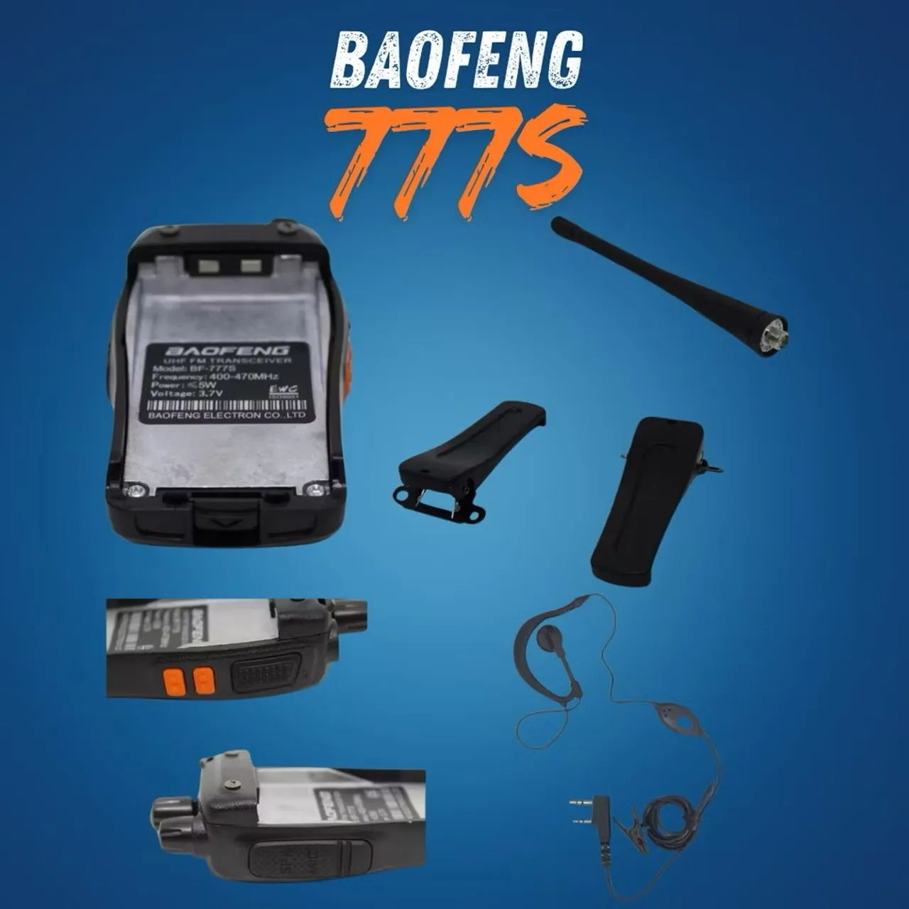 Kit Par 2 Rádio comunicador Baofeng 777s WalkTalk 16 Canais Preto VHF/UHF maritimo e aviao - Foto 4