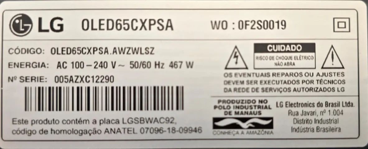 TV LG OLED65CXPSA - PEÇAS DIVERSAS