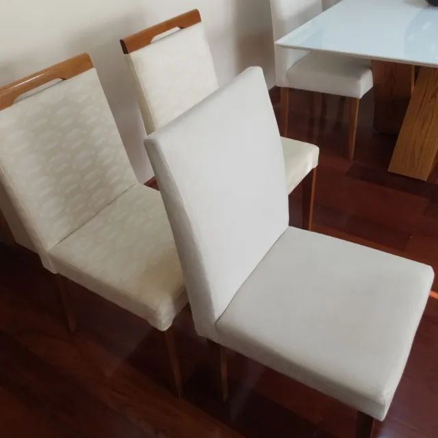 Conjunto de Mesa para Sala de Jantar 185cm x 100 cm Mdf com Vidro, base em madeira... - Foto 3