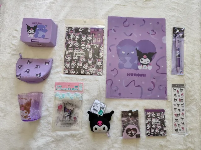 Kit Sanrio Kuromi papelaria 11 ítens original jp 