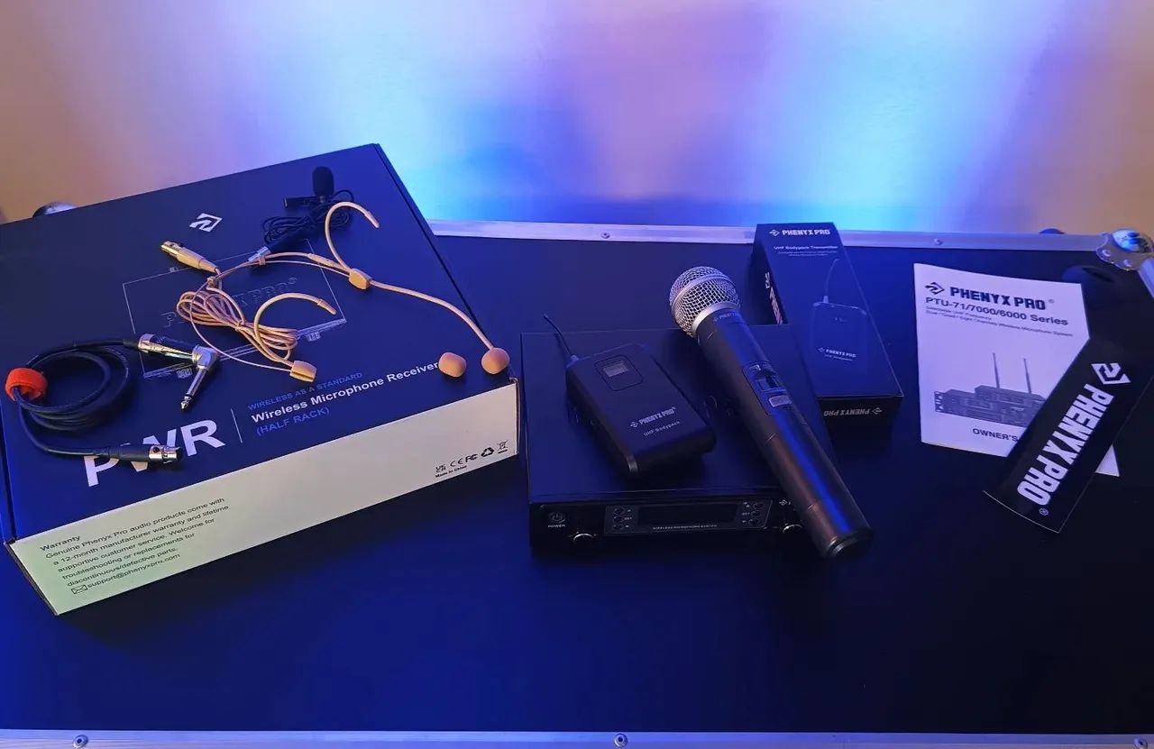 Sistema de Microfone Sem Fio Phenyx Pro PTU-71 - Bastão + Headset Bege + Lapela + Cabo Ins - Foto 4