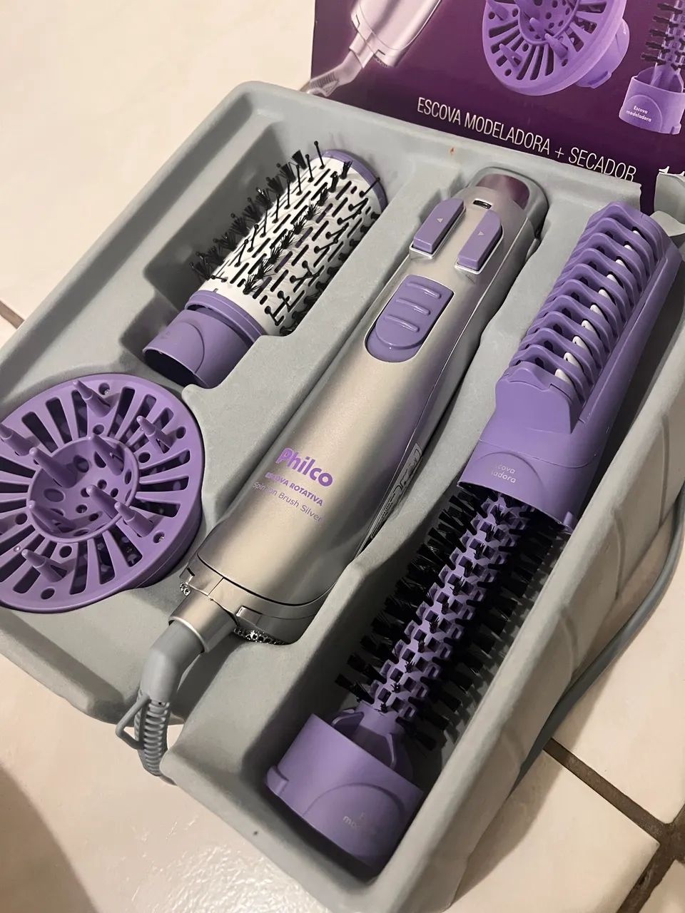 Escova Rotativa Spin Íon Brush Silver 