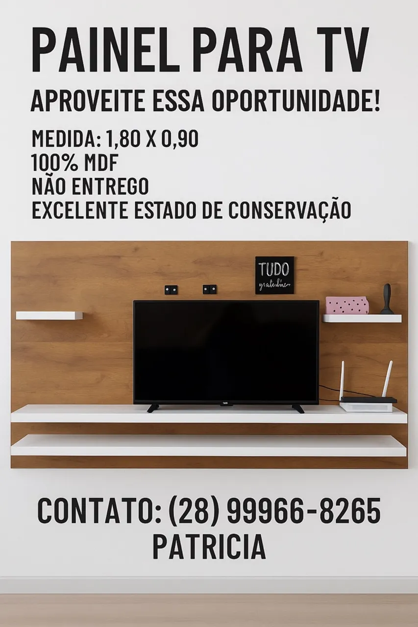 Painel para TV em MDF - 1,80 x 0,90