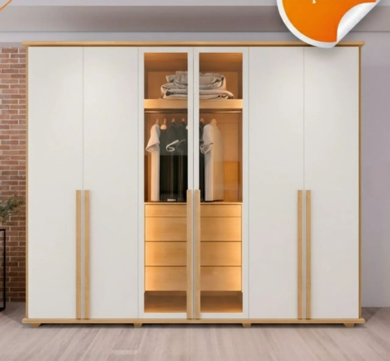 Guarda roupa roupeiro Bélgica com led 