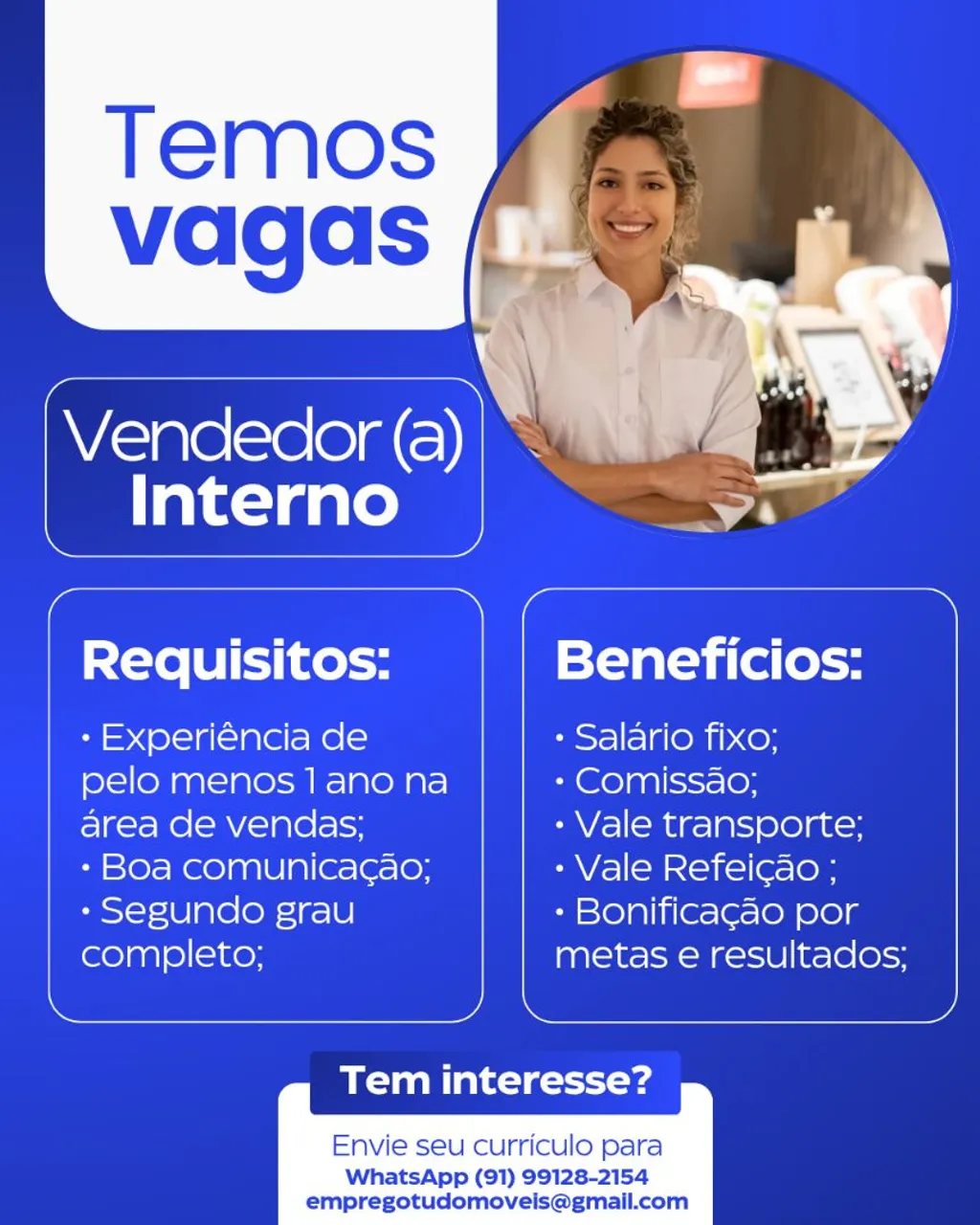 Vaga de Vendedor(a) Interno