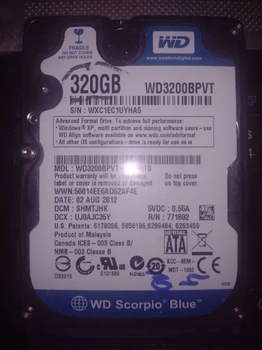 Hd de 320 gigas em estoque 