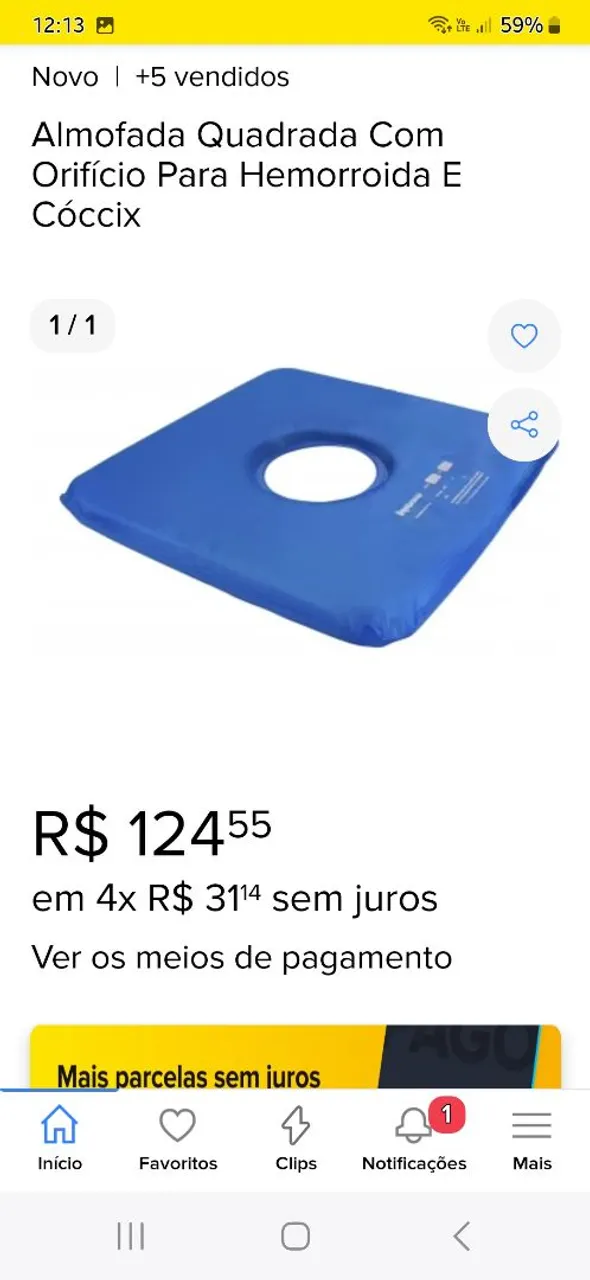 Almofada Quadrada Com Orifício Para Hemorroida E Cóccix