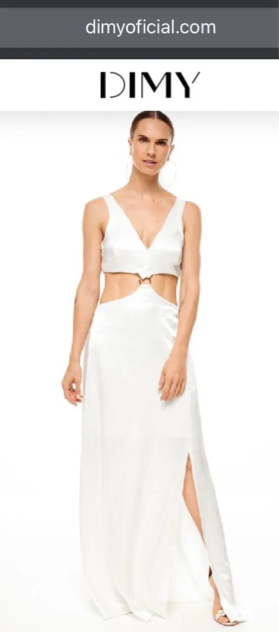 Vestido Dimy Longo Branco Elegante com Detalhes