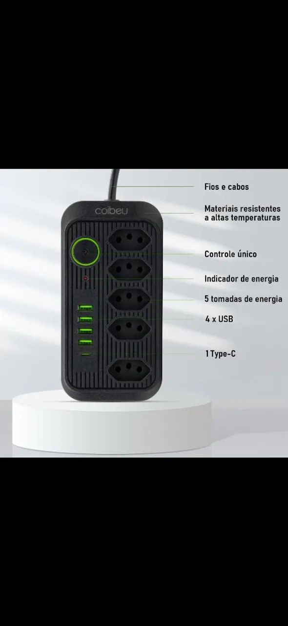 Extensão Elétrica com 4 Tomadas e 4 USB - Coibeu - Foto 4