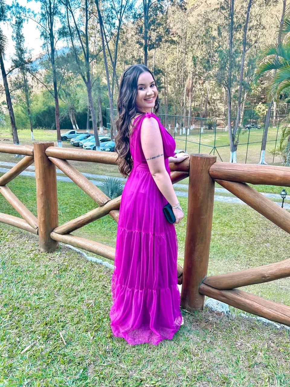 Vestido longo roxo em tule - Usado UMA vez