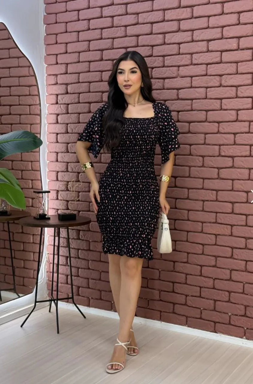 Vestido Floral Preto