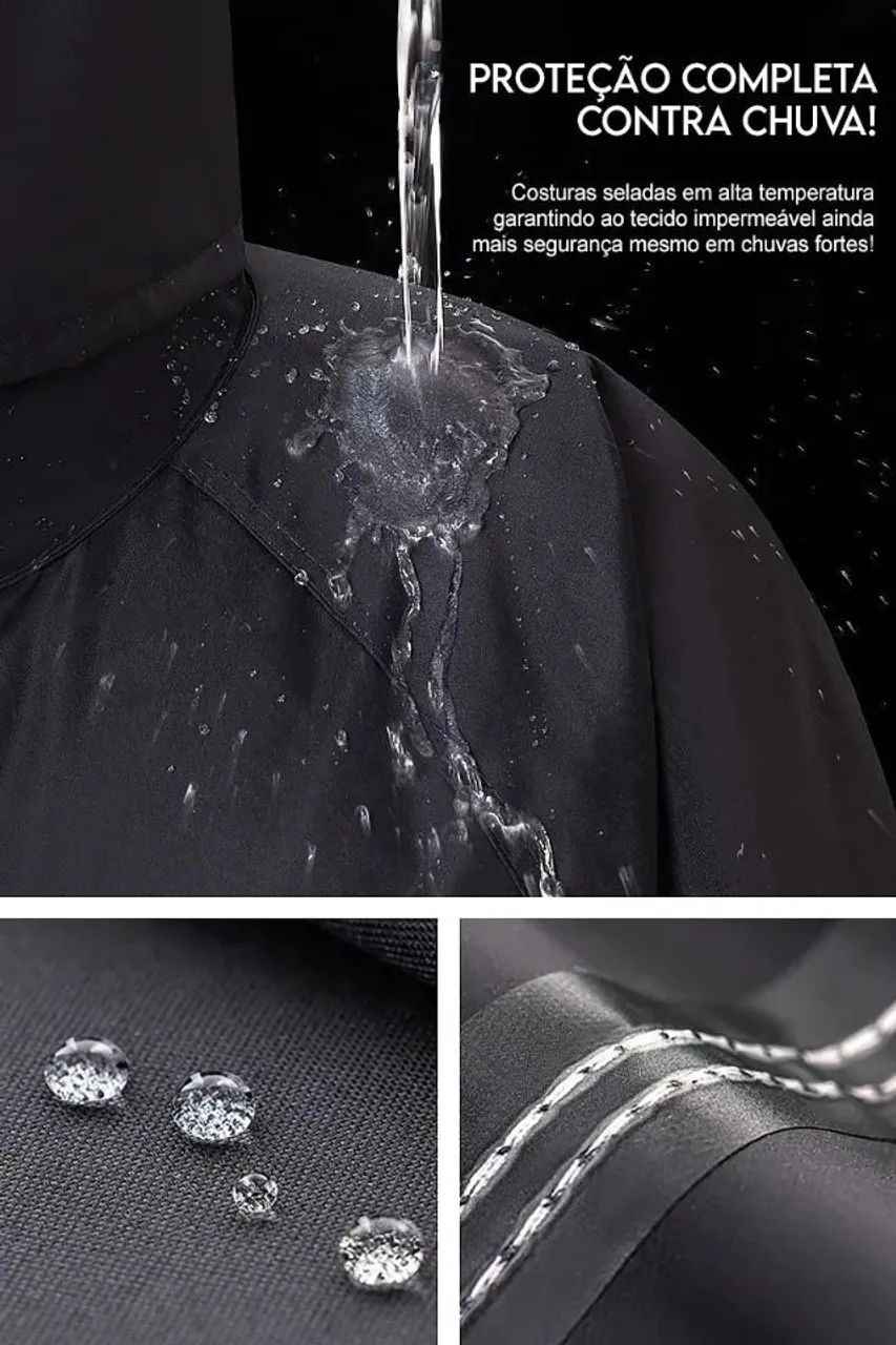 Capa de Chuva Impermeável Para Motoqueiro pvc C/ Capuz e Viseira XGG - Foto 5