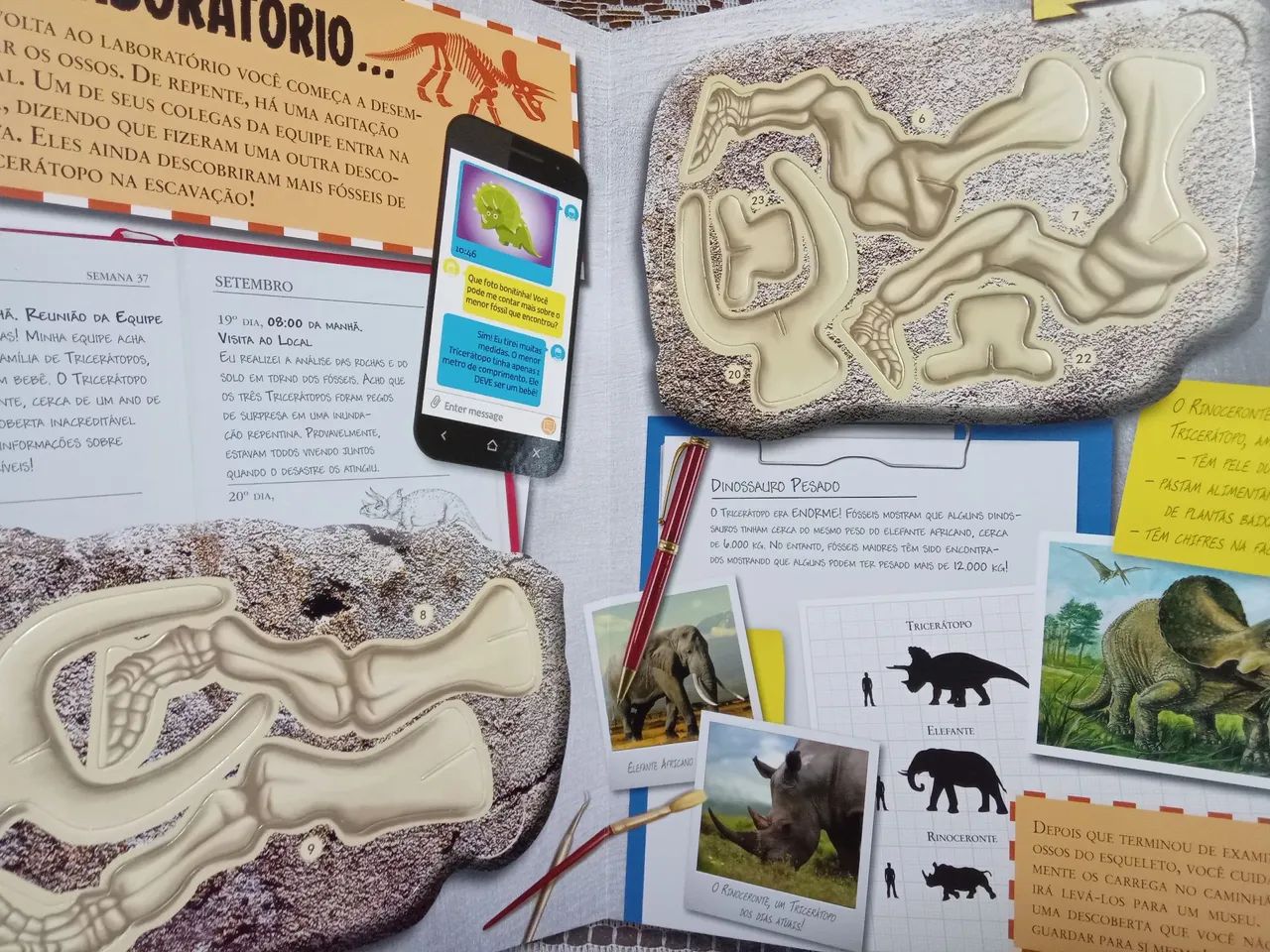 Livro "Desenterre um dinossauro" com partes para montar um dinossauro  - Foto 6