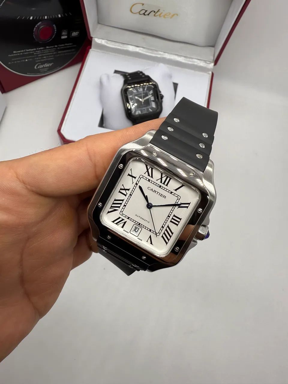 Relógio Cartier Santos Borracha Automático  - Foto 5