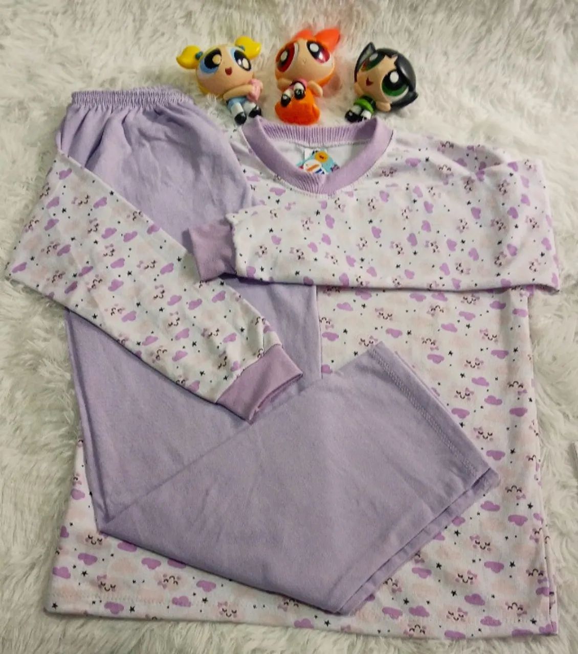 Pijama Infantil Moletinho Tamanho 10 Nuvens Lilás - Foto 3