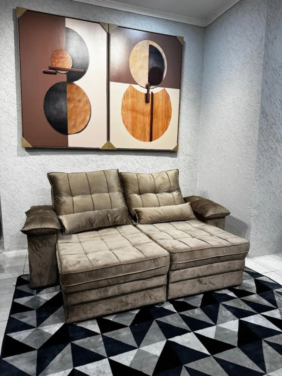 sofa retratil novo 3 lugares bege - Foto 2