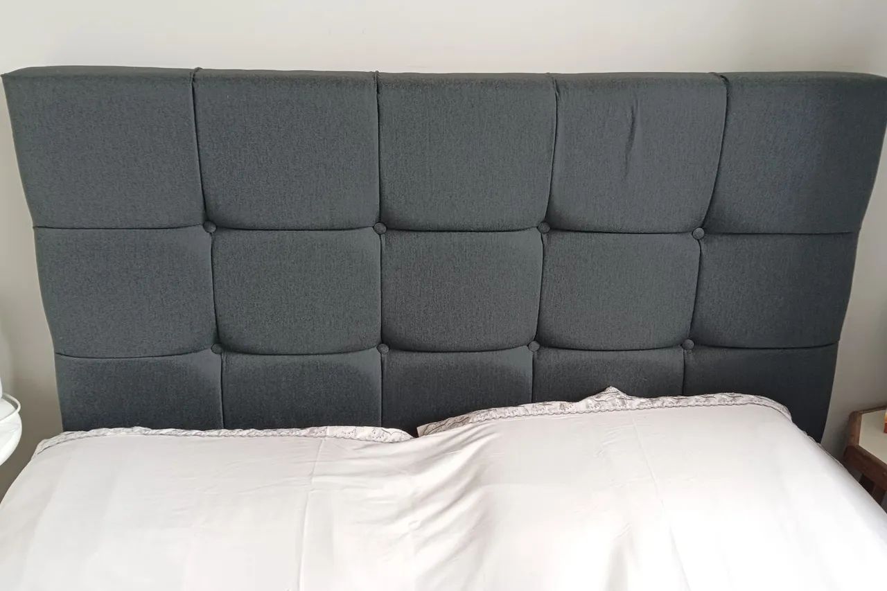 Cabeceira de Cama Casal em Suede Gray